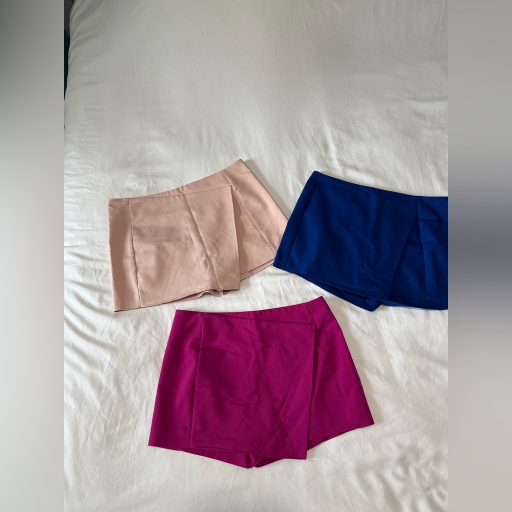 Express Women\'s Shorts Skorts Trio - Blush, Royal Blue, Fuchsia